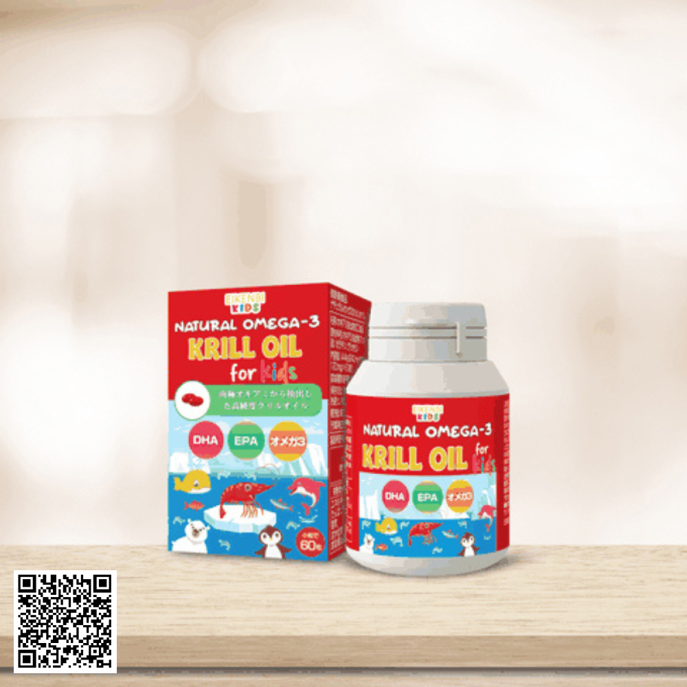 Dầu Nhuyễn Thể Natural Omega-3 Krill Oil Eikenbi Kids Nhật Bản Hộp 60 Viên