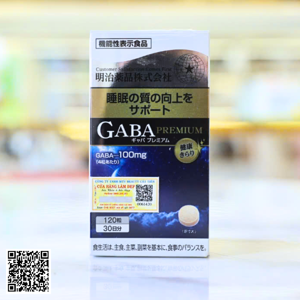 Viên Uống GABA Premium Hỗ Trợ Ngủ Ngon Meiji Pharma Nhật Bản Hộp 120 Viên