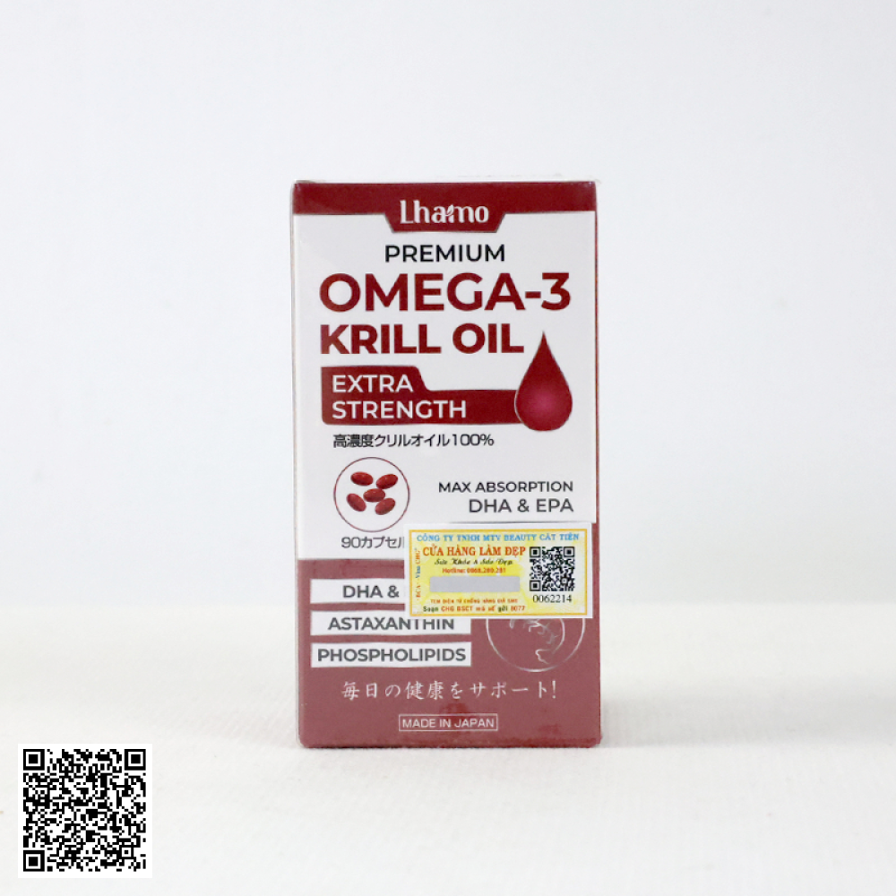 Viên Uống Dầu Nhuyễn Thể Lhamo Premium Omega-3 Krill Oil Nhật Bản Hộp 90 Viên
