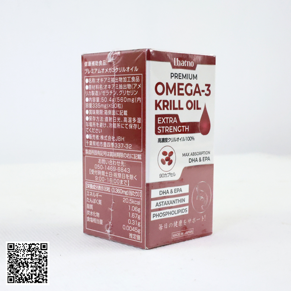 Viên Uống Dầu Nhuyễn Thể Lhamo Premium Omega-3 Krill Oil Nhật Bản Hộp 90 Viên