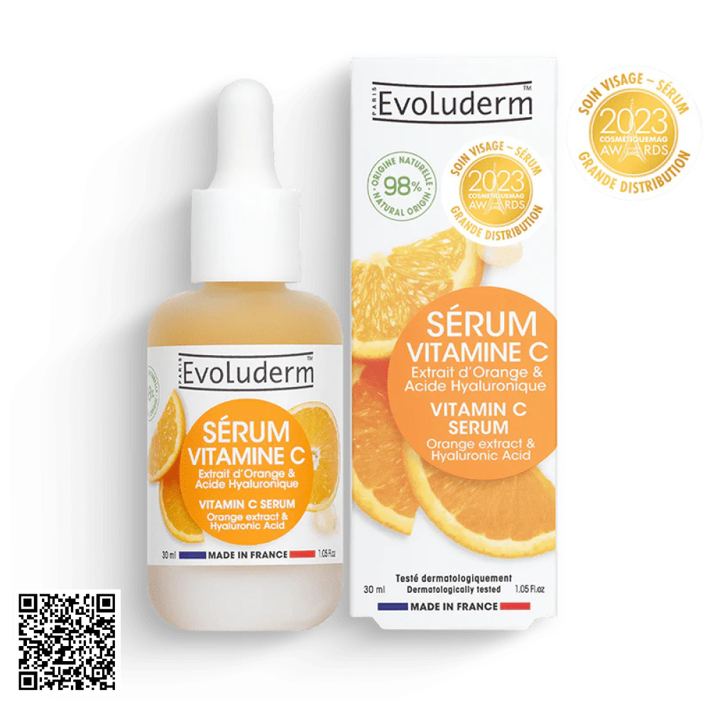 Tinh Chất Evoluderm Serum Vitamin C Dưỡng Trắng Sáng Da từ Pháp 30ml