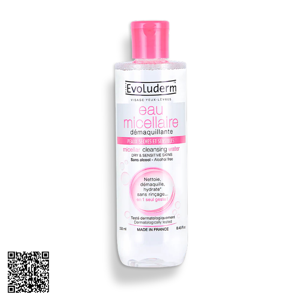Nước Tẩy Trang Evoluderm Micellar Cleansing Water Cho Da Khô Và Nhạy Cảm 250ml từ Pháp 