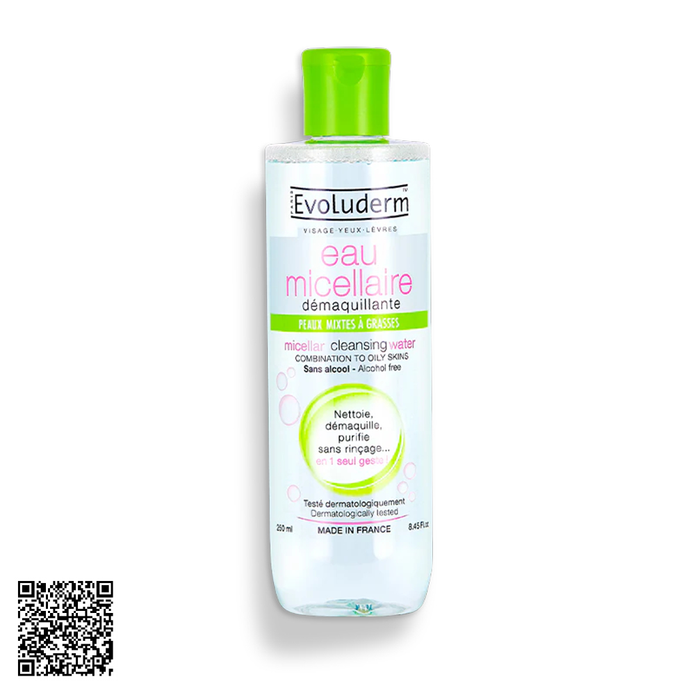 Nước Tẩy Trang Evoluderm Micellar Cleansing Water Cho Da Hỗn Hợp Và Dầu 250ml từ Pháp 