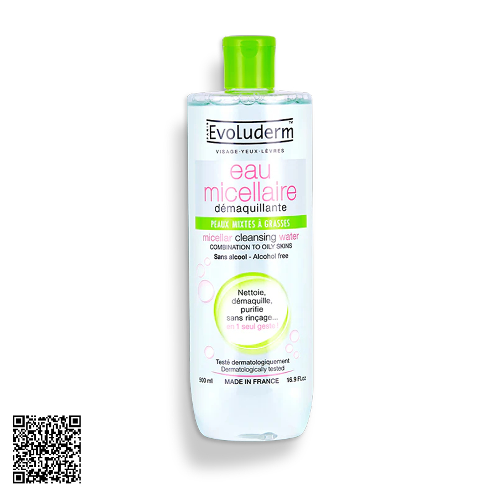 Nước Tẩy Trang Evoluderm Micellar Cleansing Water Cho Da Hỗn Hợp Và Dầu 500ml từ Pháp