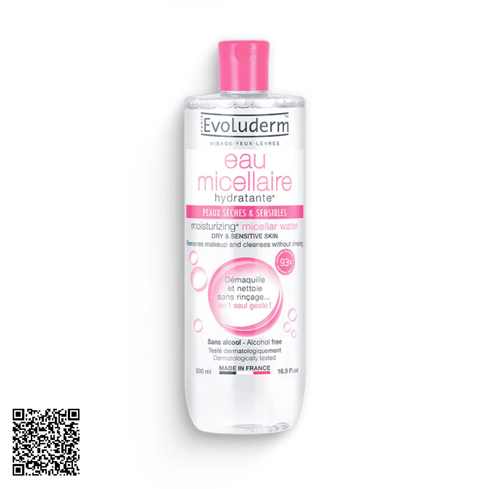 Nước Tẩy Trang Evoluderm Micellar Cleansing Water Cho Da Khô Và Nhạy Cảm 500ml từ Pháp