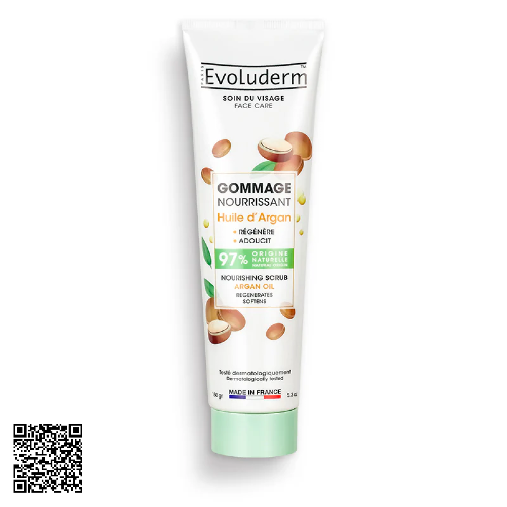 Tẩy Tế Bào Chết Evoluderm Dưỡng Da Mặt Tinh Dầu Argan 150g từ Pháp 
