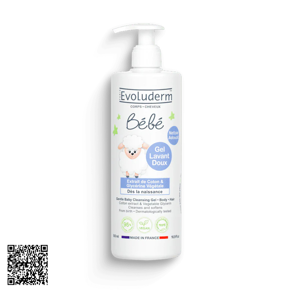 Sữa Tắm Gội Evoluderm Bebe Baby Gentle Hair Và Body Wash Dịu Nhẹ Cho Bé 500ml từ Pháp 
