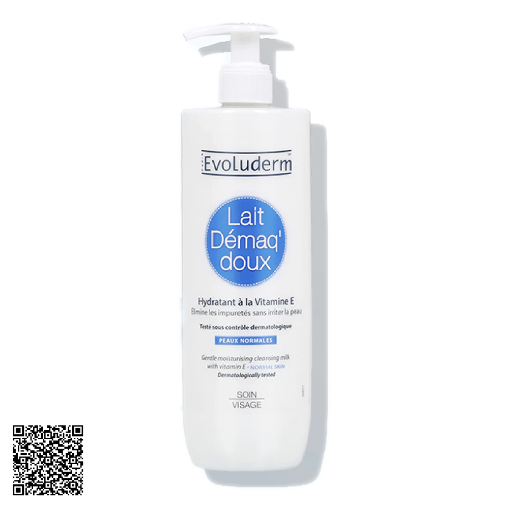 Evoluderm Lait Demaq Doux Sữa Tẩy Trang Và Rửa Mặt Bổ Sung Vitamin E Dưỡng Ẩm Cho Làn Da Mịn Màng Tươi Mát 500ml từ Pháp 