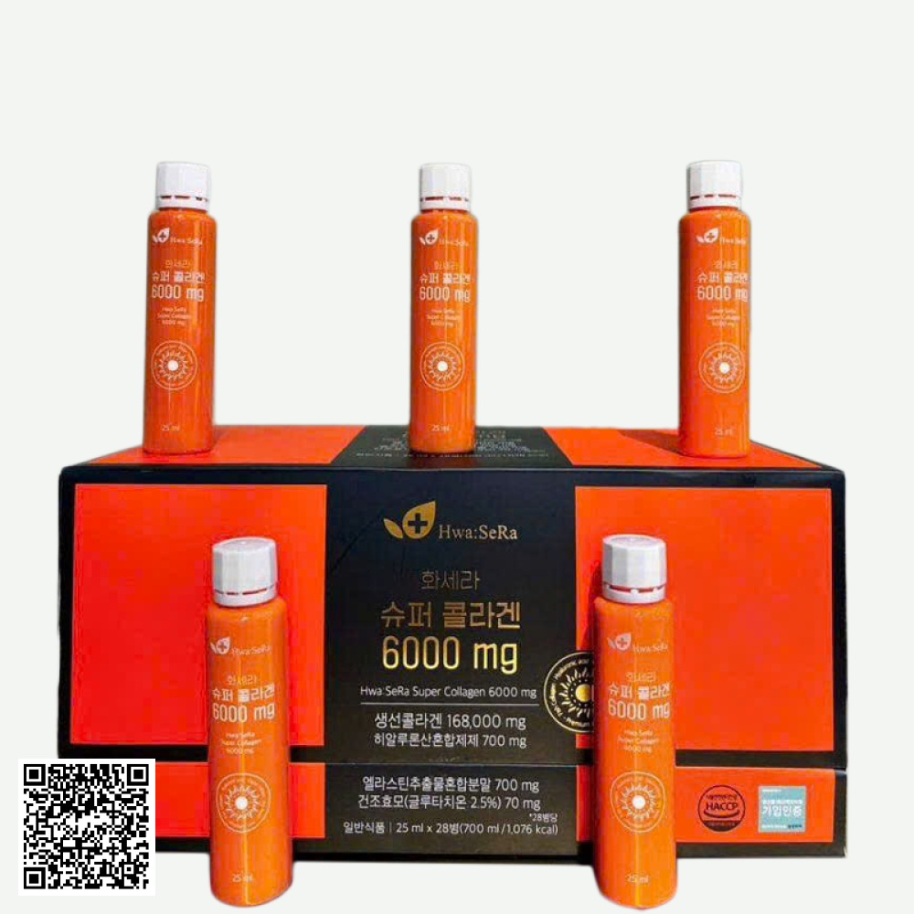 Hwa SeRa Super Collagen 6000mg Nước Uống Collagen Trắng Da Hàn Quốc Hộp 28 Chai * 25 ml 