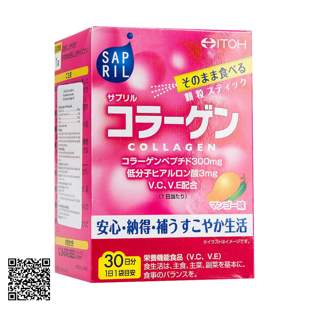 Itoh Kanpo Bột Uống Collagen Sáng Da Sapril hộp 30 gói từ Nhật Bản