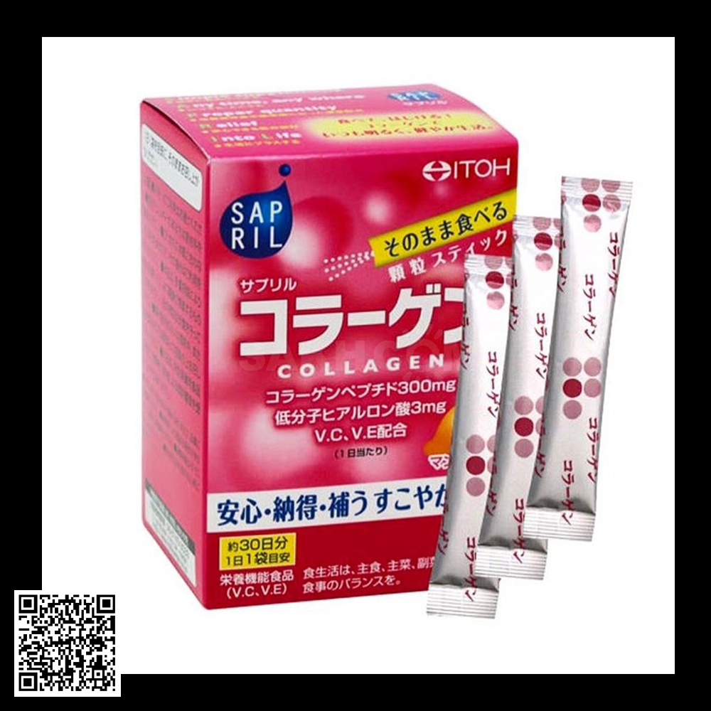 Itoh Kanpo Bột Uống Collagen Sáng Da Sapril hộp 30 gói từ Nhật Bản