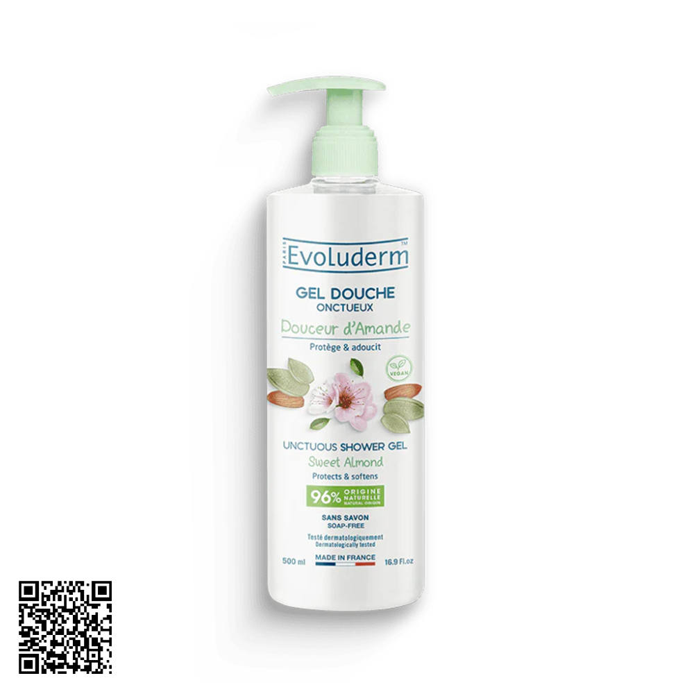 Gel Tắm Evoluderm Hạnh Nhân 500ml từ Pháp