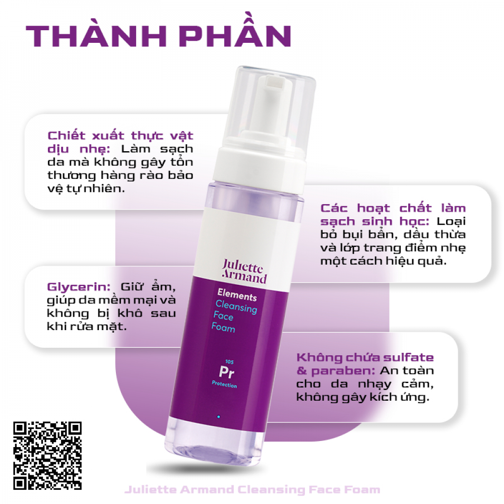 Juliette Armand Bọt Rửa Mặt Cleansing Face Foam 210ml từ Hy Lạp