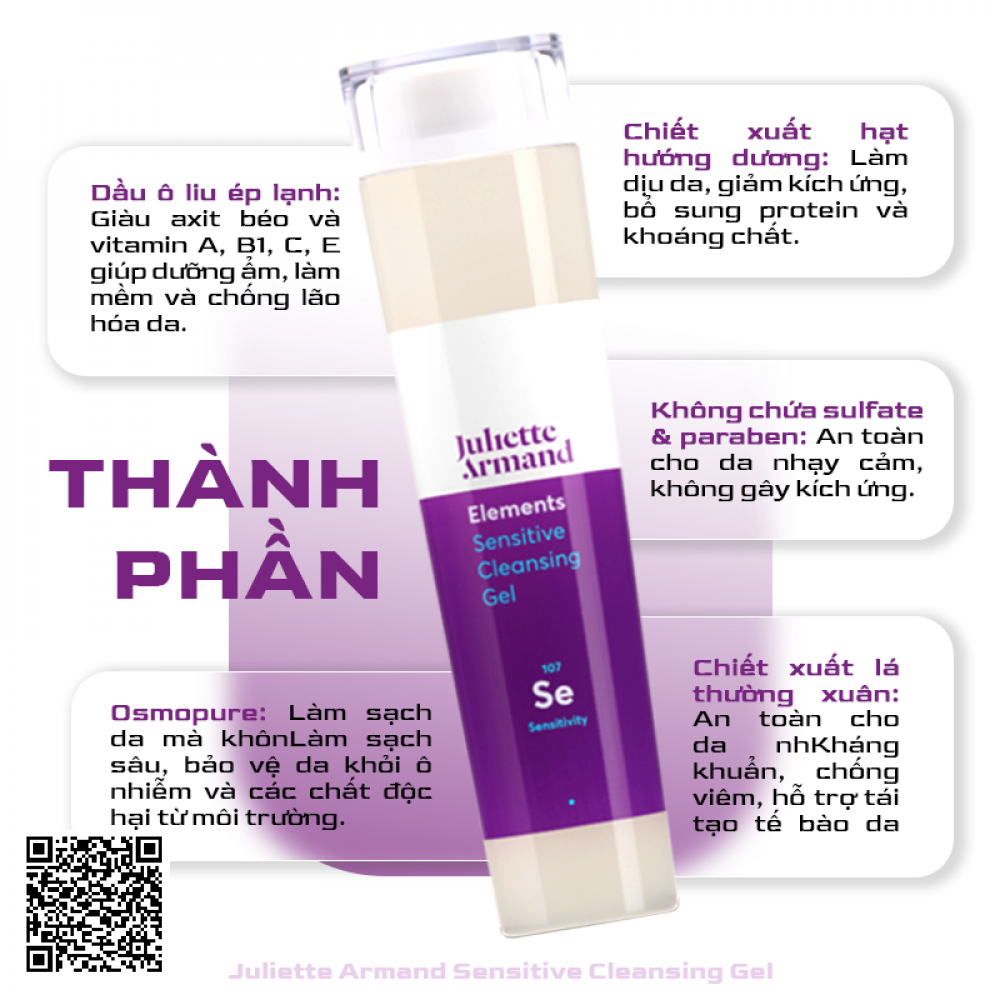 Juliette Armand Sữa Rửa Mặt Sensitive Cleansing Gel 210ml từ Hy Lạp