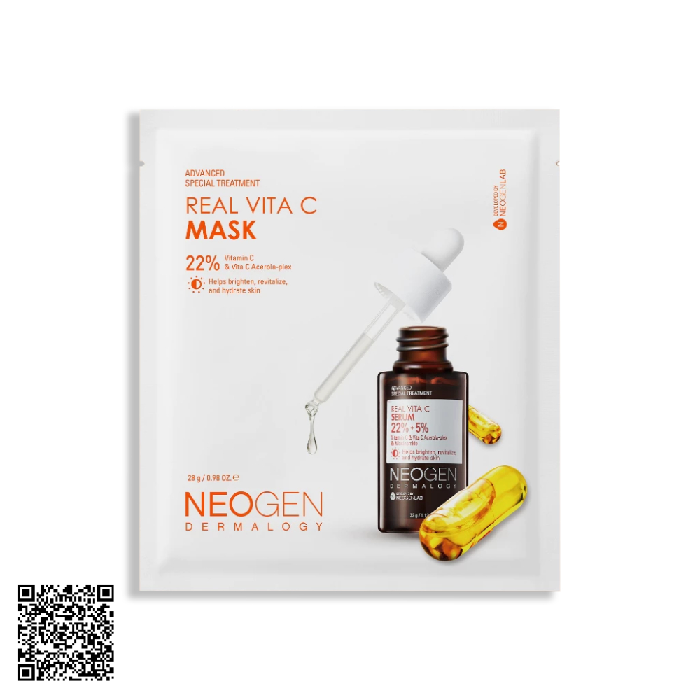Mặt Nạ Neogen Dermalogy Real Vita C 22% Mask Serum x3 Dưỡng Trắng Mờ Thâm 10 miếng từ Hàn Quốc