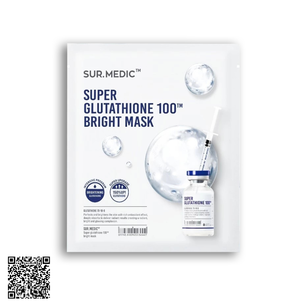 Mặt Nạ SUR.MEDIC+ Bright Glutathione Mask Hỗ Trợ Dưỡng Trắng Da 30g/miếng Hộp 10 Miếng Từ Hàn Quốc