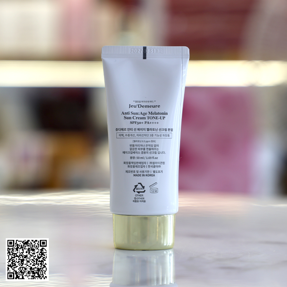 Kem Chống Nắng Nâng Tone Jeudemeure Anti Sun:Age Melatonin Sun Cream Tone-Up SPF 50+++ Từ Hàn Quốc 50g