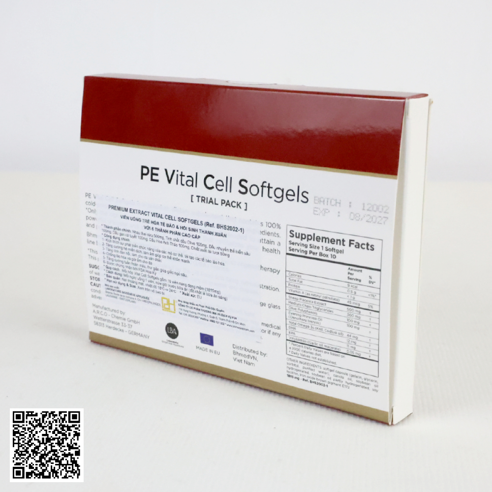 Viên Uống PE Vital Cell Softgels Premium Extract Bhmed Từ Thụy Sĩ Hộp 10 Viên