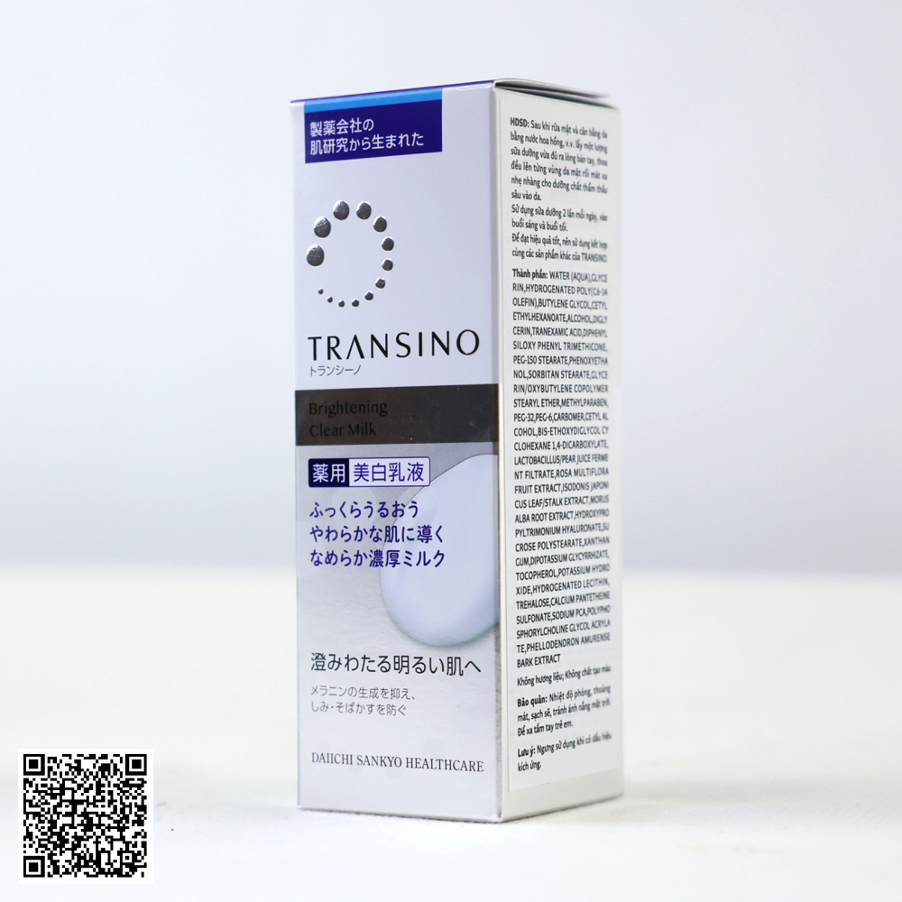 Sữa Dưỡng Trắng TRANSINO Brightening Clear Milk Thu Nhỏ Lỗ Chân Lông Và Dưỡng Da Từ Nhật Bản 100ml