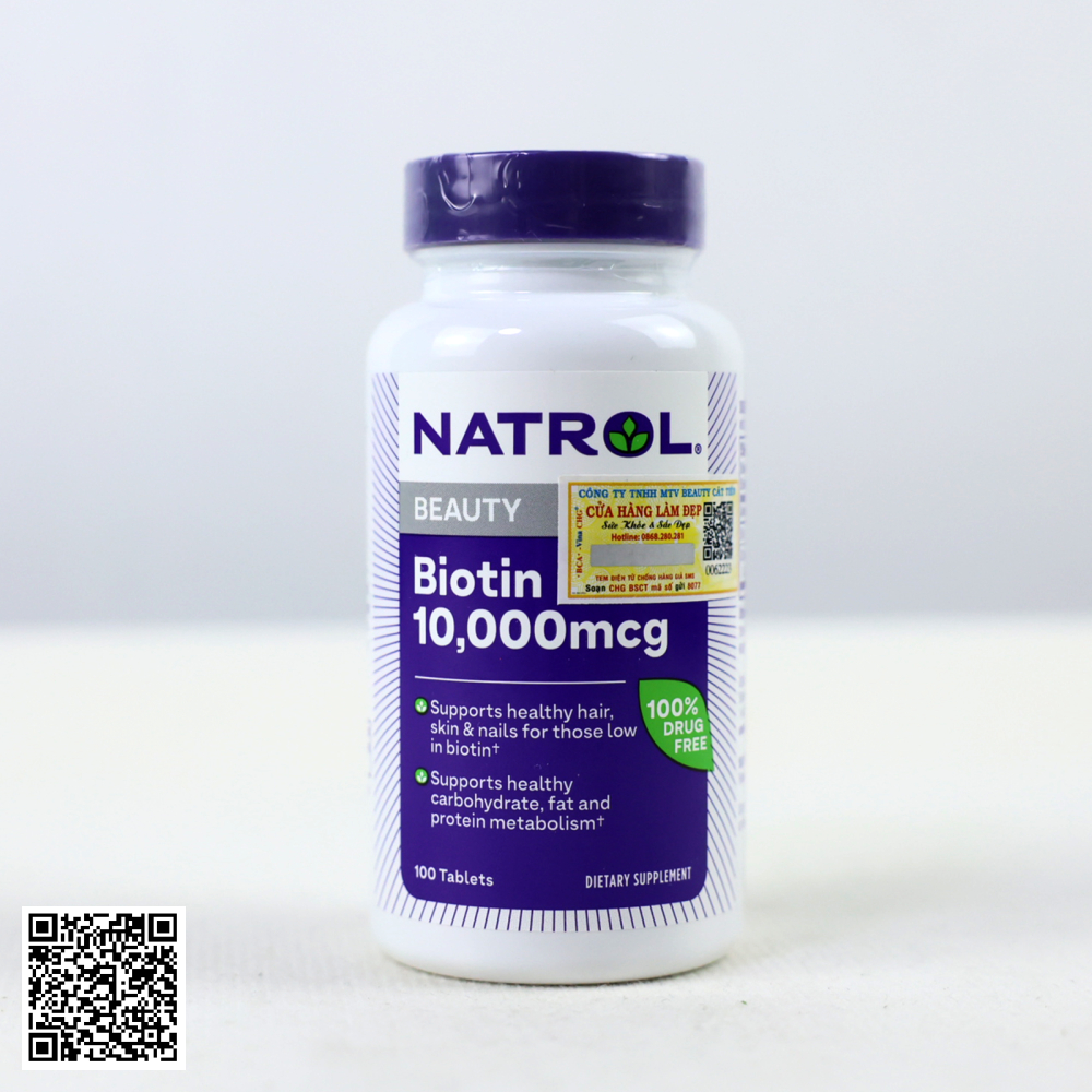 Viên Uống Natrol Biotin 10,000mcg Từ Mỹ Lọ 100 viên