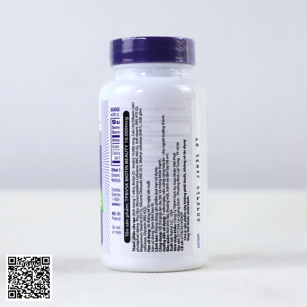 Viên Uống Natrol Biotin 10,000mcg Từ Mỹ Lọ 100 viên