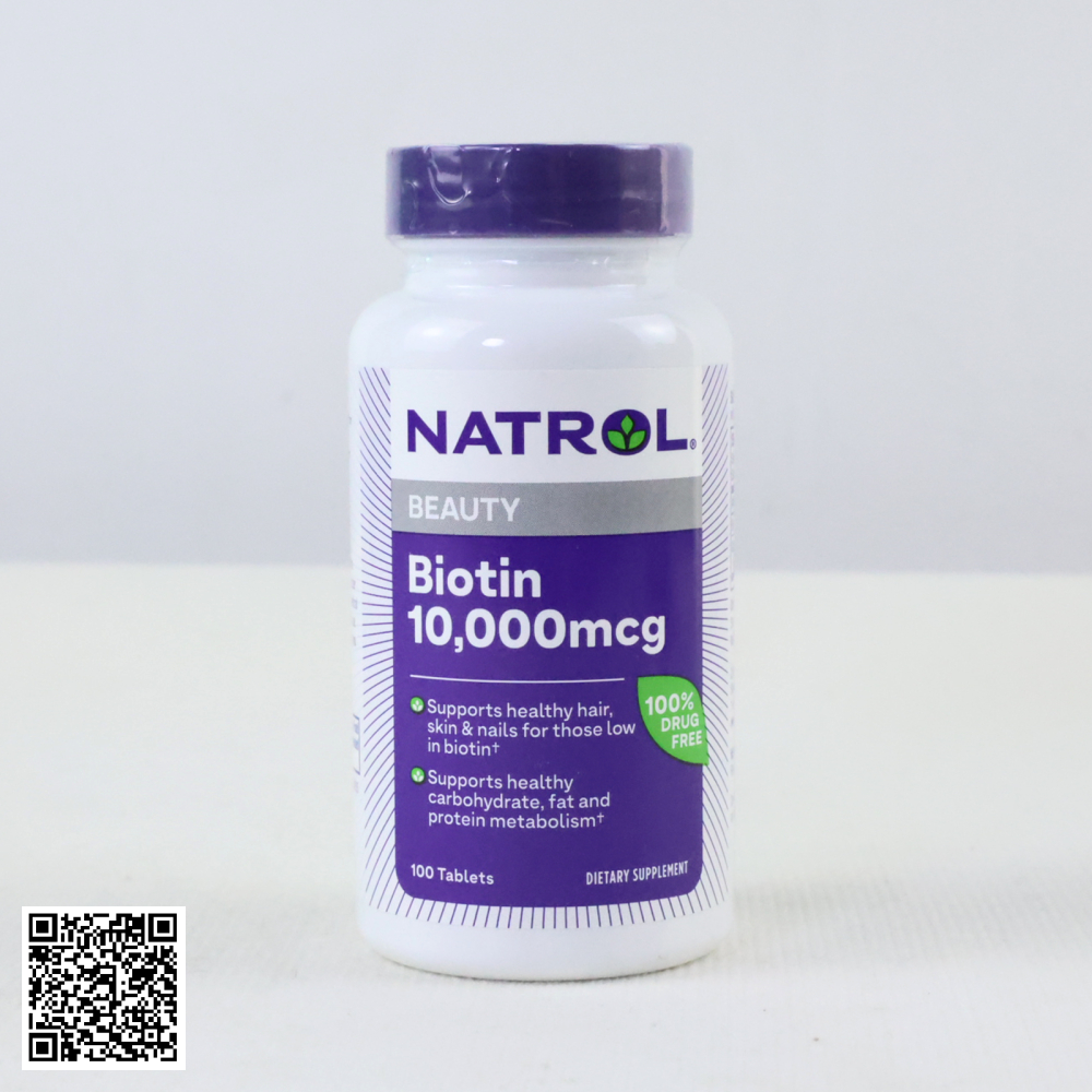 Viên Uống Natrol Biotin 10,000mcg Từ Mỹ Lọ 100 viên