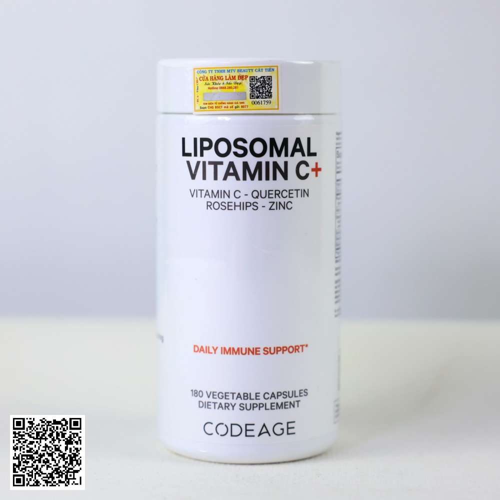 Thực Phẩm Chức Năng Codeage Liposomal Vitamin C+ Bảo Vệ Sức Khỏe Từ Mỹ 180 Viên