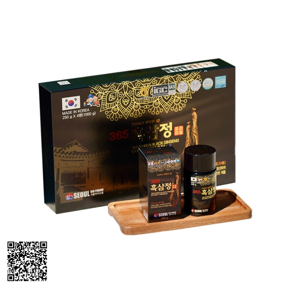 Cao Hắc Sâm Seoul Bio Pharm 365 Korea Black Ginseng Extract Premium (4 Lọ x 250g)