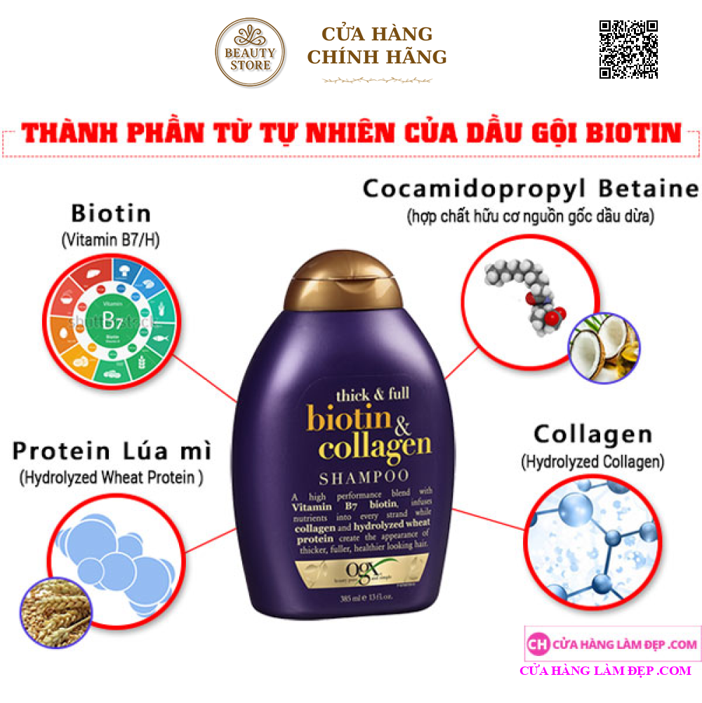 Dầu Gội Xã Làm Dày Tóc Biotin & Collagen -Shampoo Biotin & Collagen