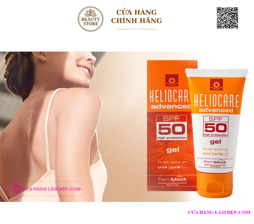 Kem Chống Nắng Dành Cho Da Nhờn, Mụn Heliocare Advanced Gel SPF 50
