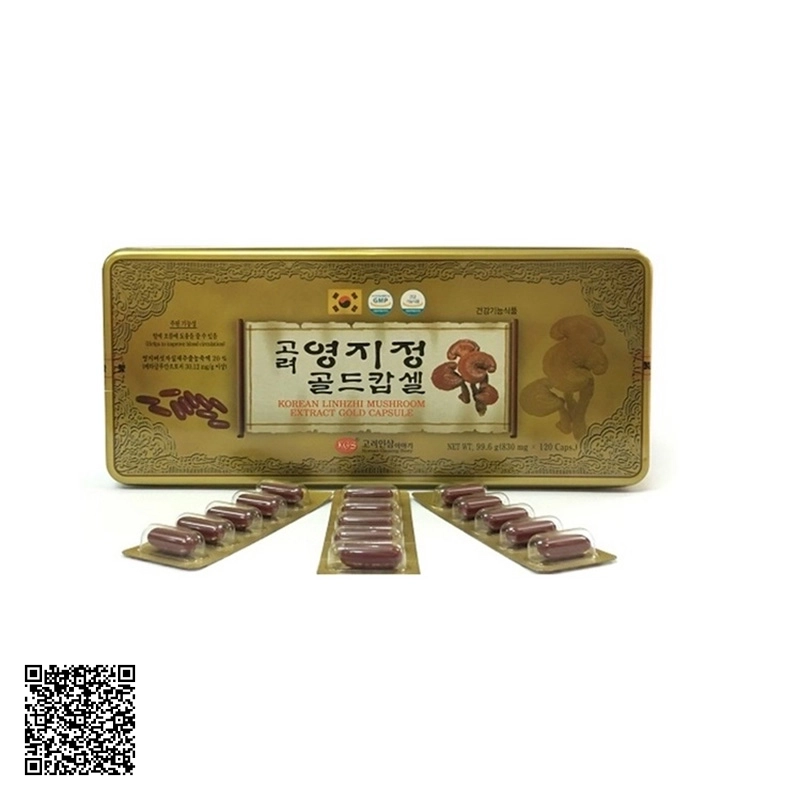 Viên Linh Chi KGS Korean Linhzhi Mushroom Extract Gold Capsule Hộp Thiếc 120 Viên