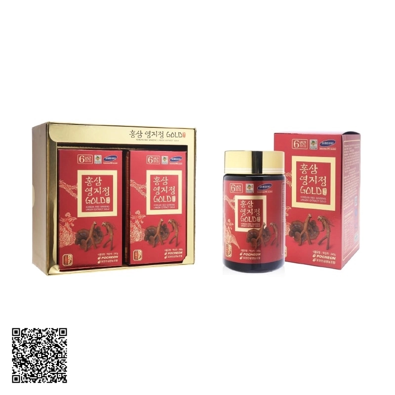 Cao Hồng Sâm Linh Chi Pocheon Korean Red Ginseng Lingzhi Extract Gold Của Hàn Quốc 2 Lọ/Hộp