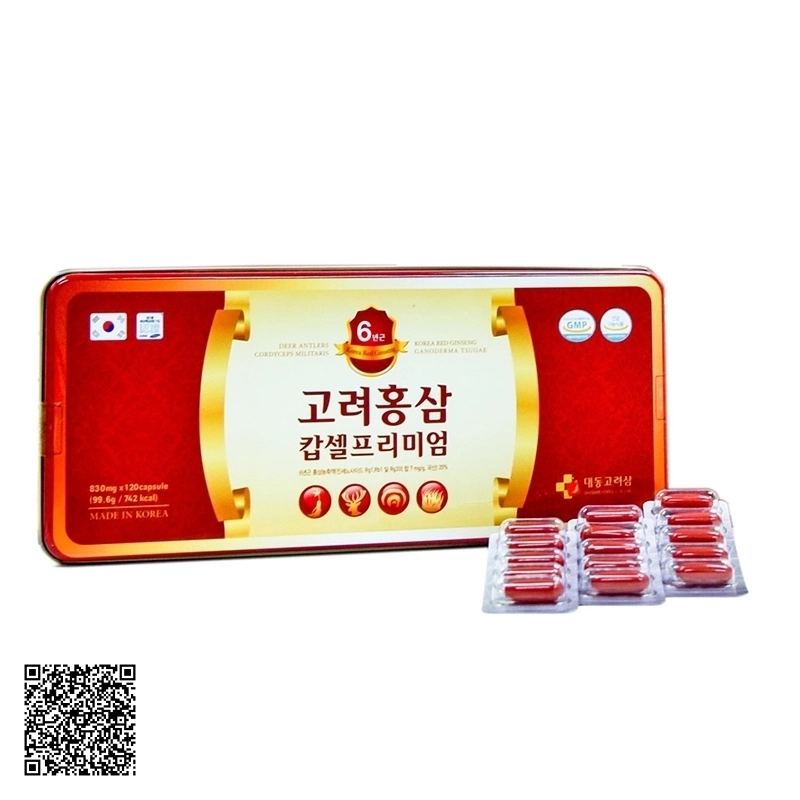 Viên Hồng Sâm Nhung Hươu Linh Chi Đông Trùng Hạ Thảo Daedong Korea Red Ginseng Ganoderma Tsugae 120 Viên