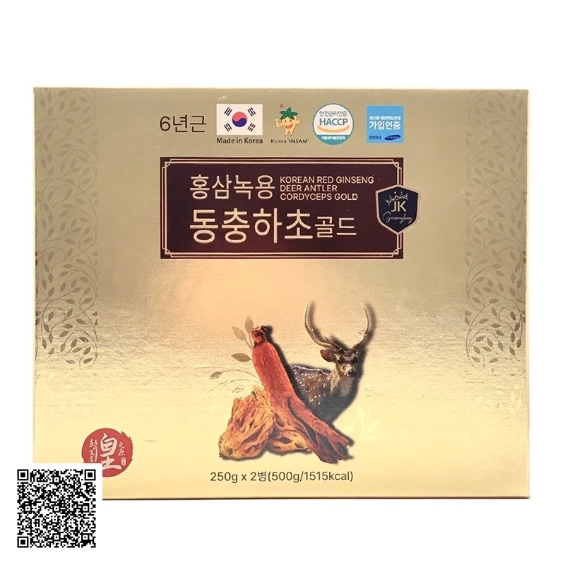 Cao Hồng Sâm Nhung Hươu Đông Trùng Ginseng King Korean Red Ginseng Deer Antler Cordyceps Gold