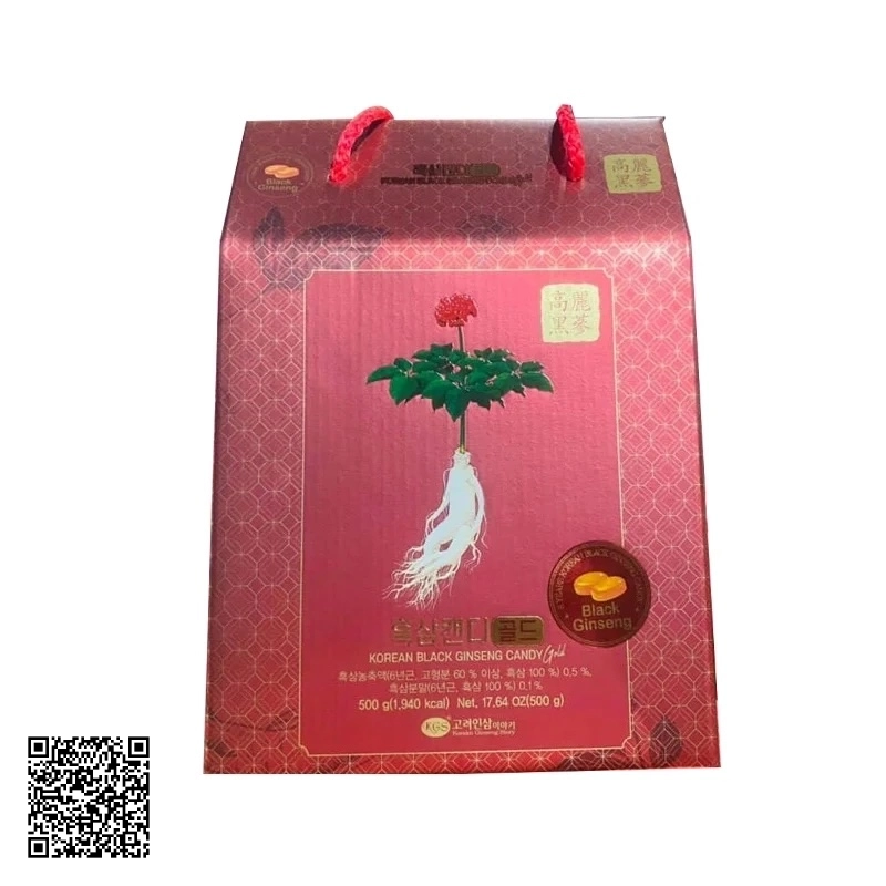 Kẹo Hắc Sâm KGS Korean Black Ginseng Candy Gold Hộp Giấy 500g