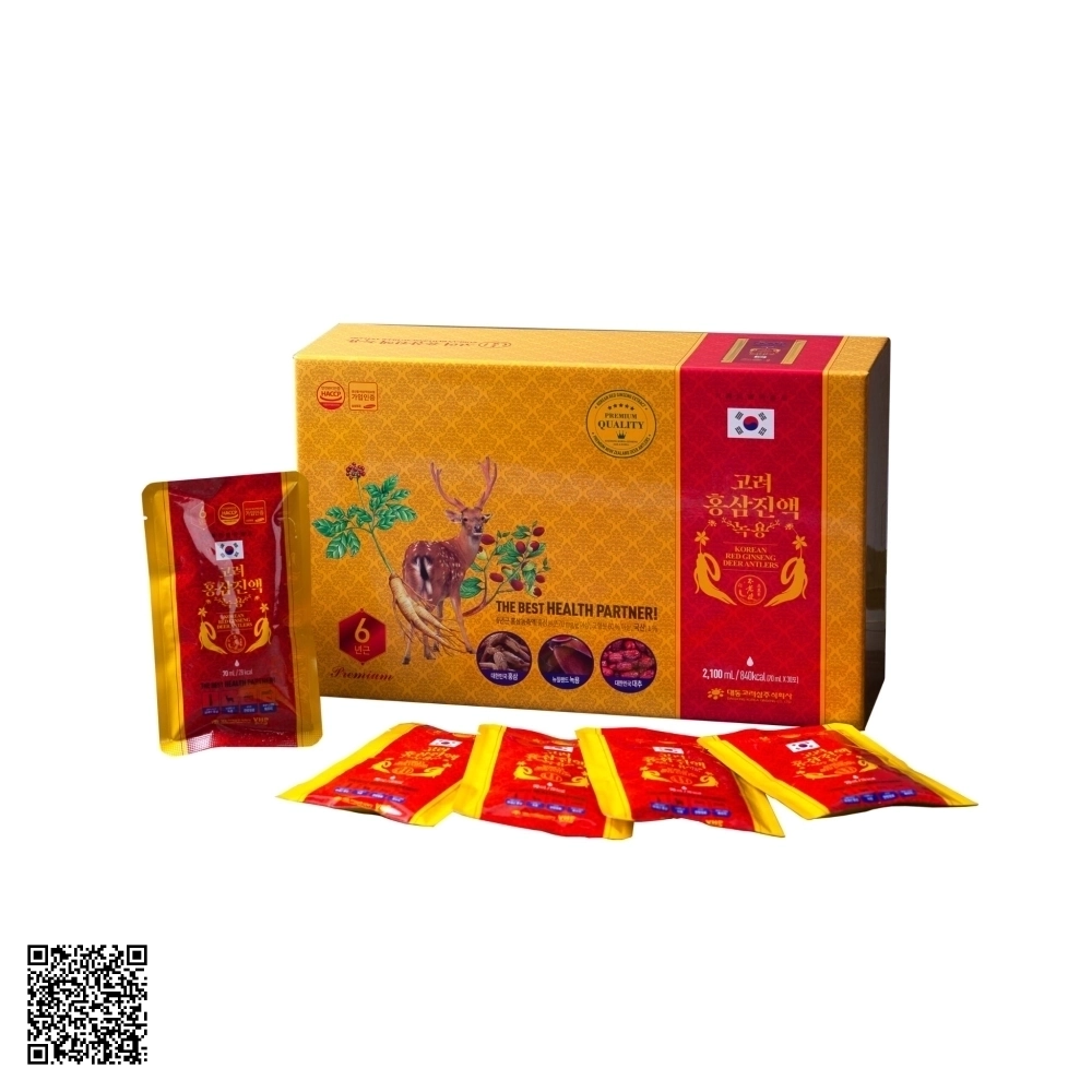 Nước Hồng Sâm Nhung Hươu Daedong Korean Red Ginseng Deer Antlers 30 Gói