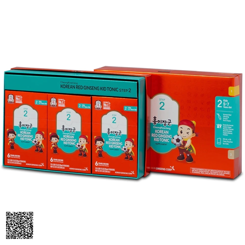 Nước Hồng Sâm Baby KGC Korean Red Ginseng Kid Tonic Supplement Step 2 Từ Hàn Quốc 30 Gói