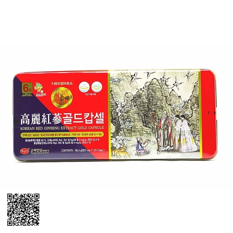 Viên Hồng Sâm Nhung Hươu Linh Chi KGS Korean Red Ginseng Extract Gold Capsule 120 Viên