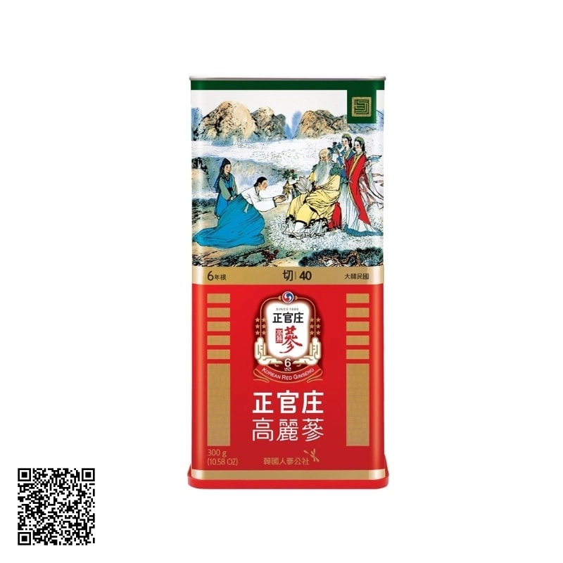 Hồng Sâm Củ Khô KGC Korean Red Ginseng Số 40 Hộp Thiếc Từ Hàn Quốc 300g