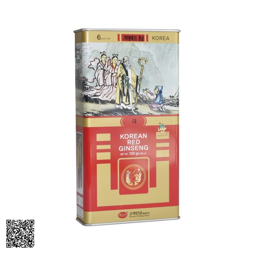 Hồng Sâm Củ Khô KGS Korean Red Ginseng Punggi Hộp Thiếc 150g (6-10 Củ)