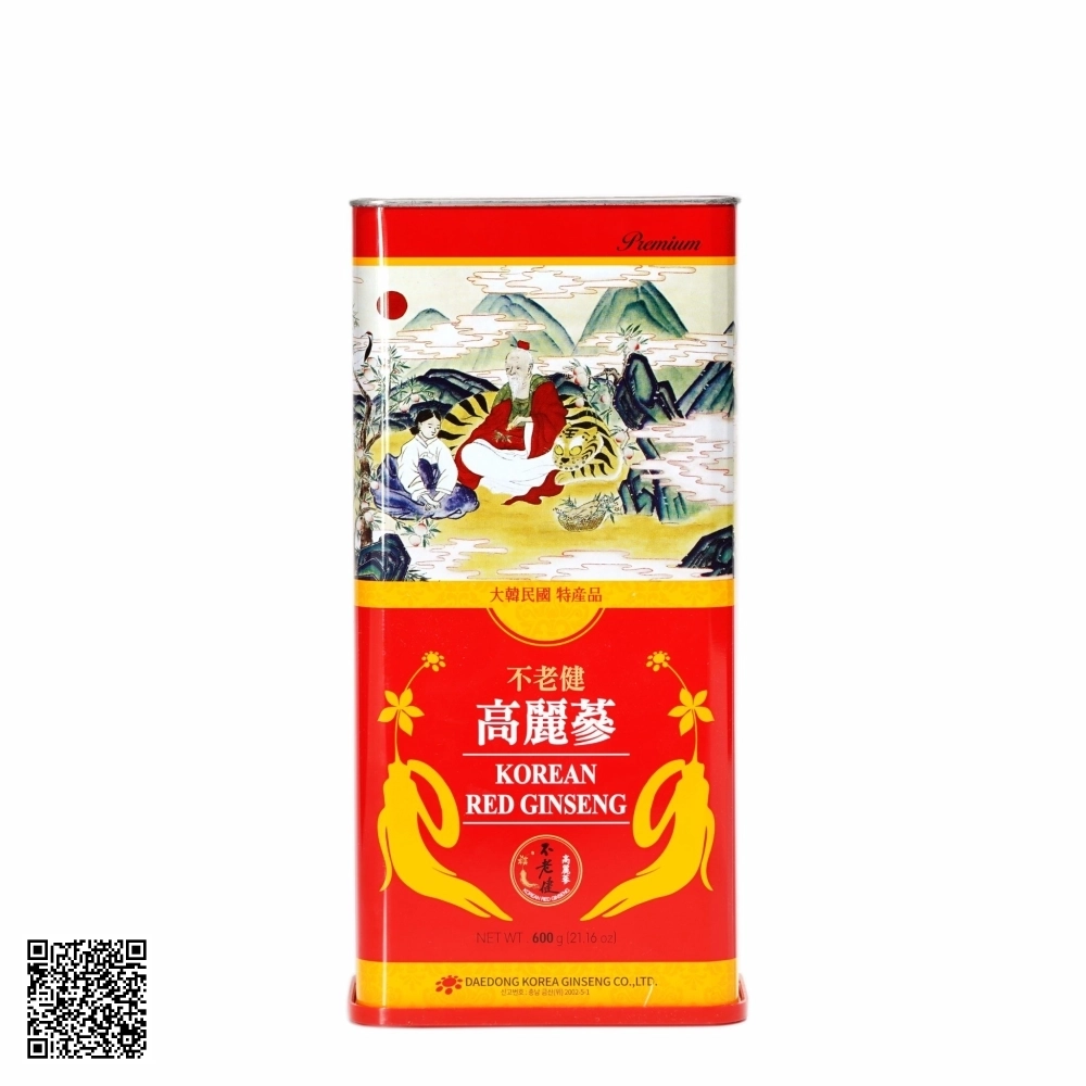 Hồng Sâm Củ Khô Daedong Korean Red Ginseng Hộp Thiếc Từ Hàn Quốc 600g (20 Củ)