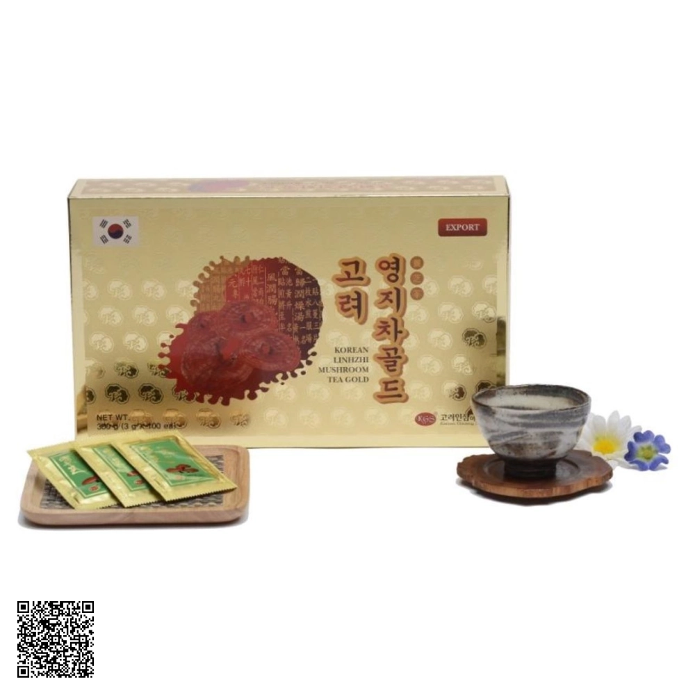 Trà Linh Chi Hàn Quốc KGS Korean Lingzhi Mushroom Tea Gold Từ Hàn Quốc 100 Gói