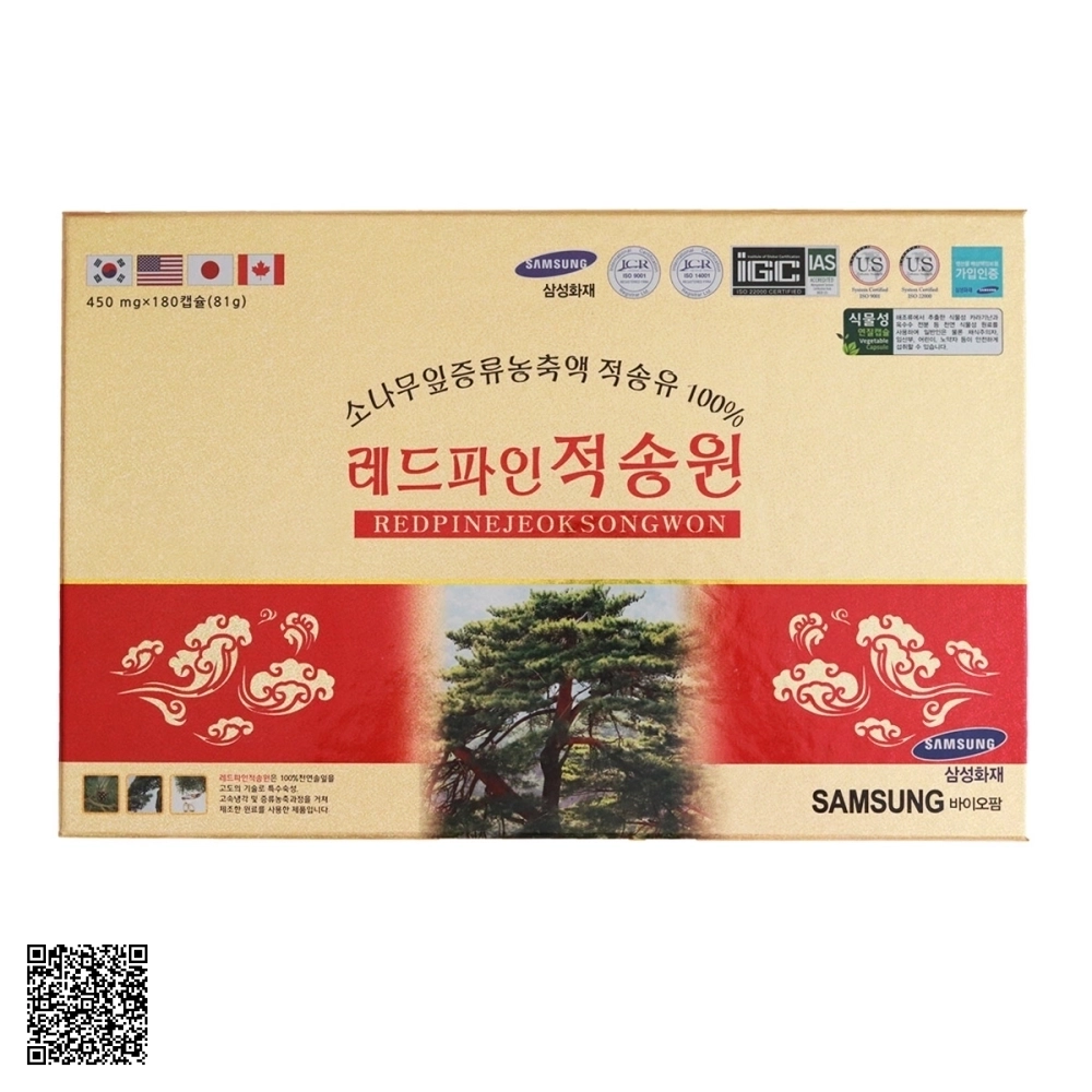 Tinh Dầu Thông Đỏ SMS Bio Pharm Red Pine Jeok Song Won Từ Hàn Quốc 180 Viên