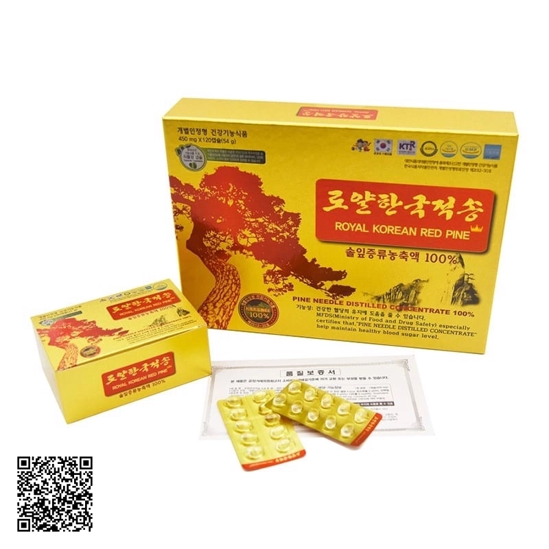 Tinh Dầu Thông Đỏ Hoàng Gia Royal Korean Red Pine Từ Hàn Quốc 120 Viên