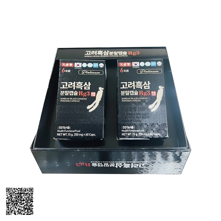 Viên Hắc Thiên Sâm RG3 Korean Black Ginseng Powder Capsule Từ Hàn Quốc 120 Viên